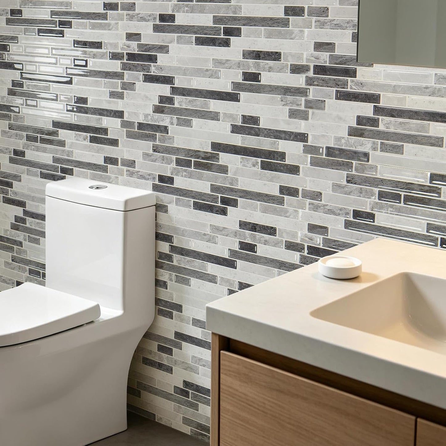 Art3d 10-Sheet Heavy-Duty Peel and Stick Backsplash, Waterproof Wall Tiles Stick on Kitchen Backsplash Living Space, Beige & White