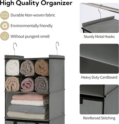 GRANNY SAYS 3-Shelf Hanging Closet Organizer and Storage, Collapsible Hanging Closet Shelves, Hanging Organizer for Closet & RV, Gray, 29 ½" H X 12" W X 12" D, 1-Pack