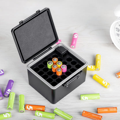 JJC AA AAA Battery Hard Case with Tester Checker, 34 Slots Battery Storage Organizer for 20 AA and 14 AAA Batteries, Water-Resistant and Shockproof Batteries Holder Container