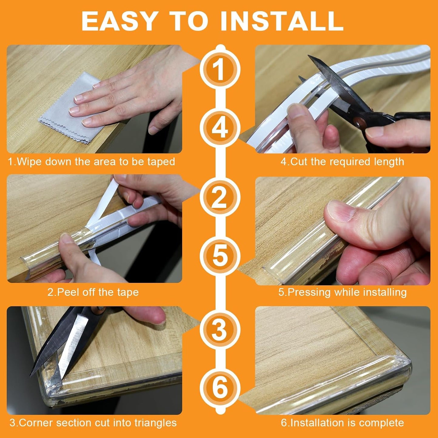 Baby Proofing, 0.6in Edge Protector Strip Clear, Thickened Silicone Soft Corner Protectors with Upgraded Pre-Taped Strong Adhesive, 6.6ft Edge Protectors for Sharp Corners of Cabinets, Tables, Drawers