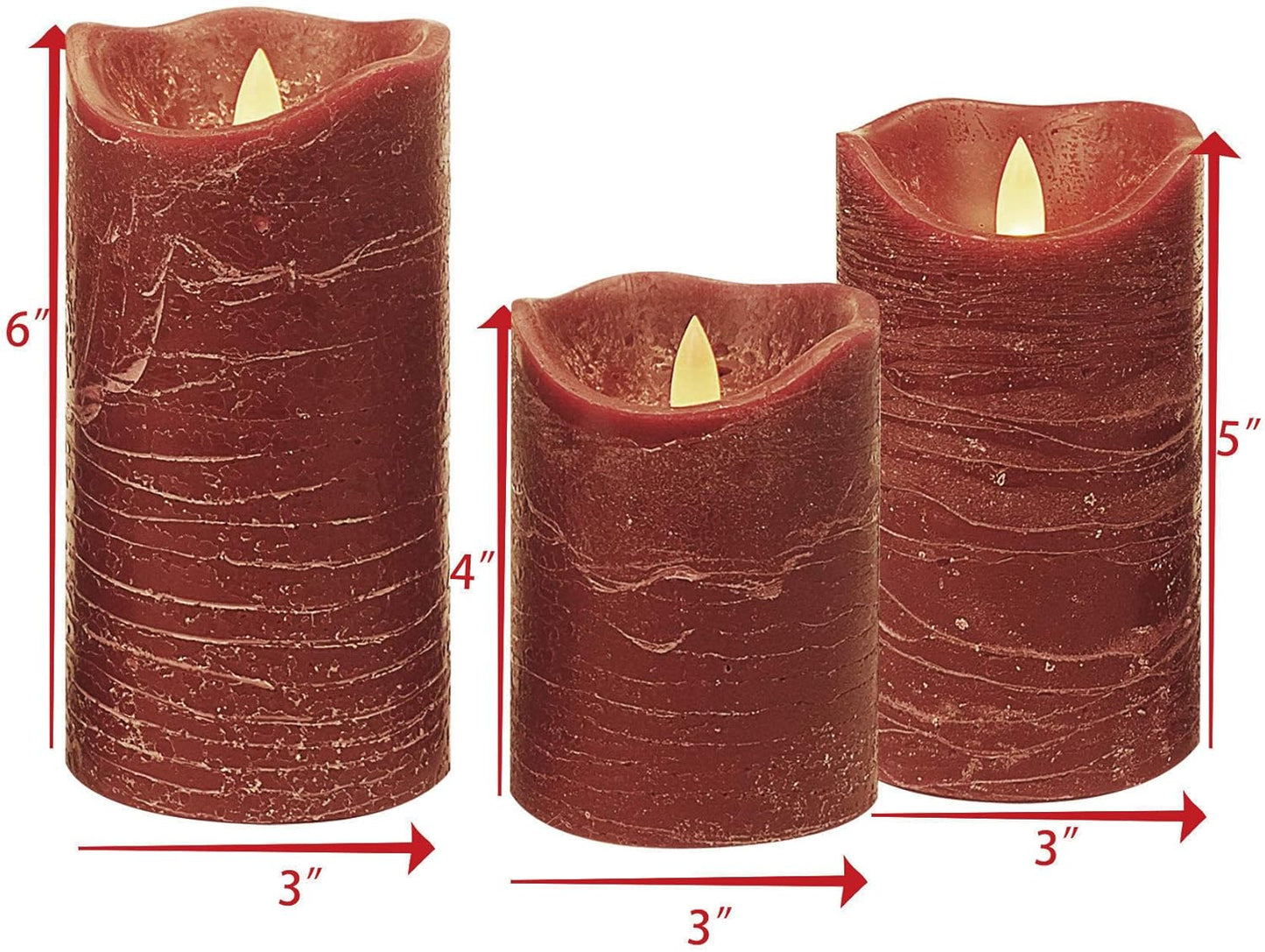 Battery Operated Flameless Candles with Remote Timer Real Wax Realistic Bright Flicker Flickering Electric Electronic LED Pillar Lights Home Wedding Party Decorations Set of 3 Rustic Texture Gray Grey