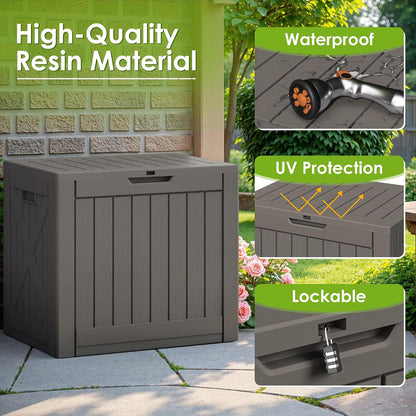 Greesum Outdoor Storage Box 31 Gallon Storage Box with Lid for Patio Furniture, Garden Tools, Pool Supplies, Waterproof and UV Resistant, Lockable, Dark Black