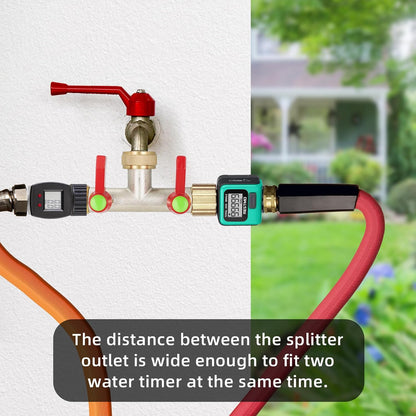 Hose Splitter 2 Way, High Flow Garden Hose Splitter, 3/4” Ght Inlet Brass Heavy Duty Hose Converter, Full Flow water 2 Way Faucet hose splitter, Long Handle Hose Valve Large Outlet.