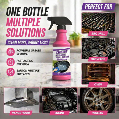 Fast-Acting Heavy-Duty Grill Degreaser Spray, Heavy Duty Degreaser Spray, Removes Grease, Oil & Grime, No Residue, Kitchen Grill Oven Engine Cleaner for Home & Automotive Use (1pcs)