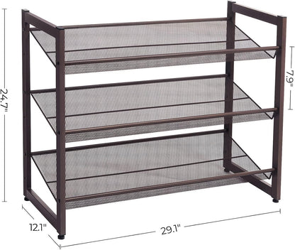 SONGMICS Shoe Rack, 12-Tier Shoe Organizer, Metal Shoe Storage for Garage, Entryway, Set of 2 6-Tier Stackable Shoe Shelf, with Adjustable Flat or Angled Shelves, Holds 48-60 Pairs, Black ULMR12B