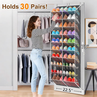 UVIAHOMI Over the Door Shoe Organizer for 20-30 Pairs, 10-Tier, Black