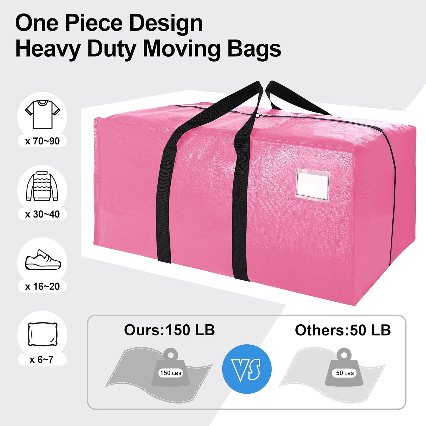 VELVETSURE Heavy Duty Extra Large Moving Bags W/Backpack Straps - Strong Handles & Zippers, Storage Totes For Space Saving, Fold Flat, Alternative to Box and Bin (Set of 6, Multicolor)