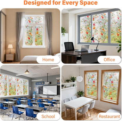 Finnez Window Privacy Film 3D Static Cling Window Film, No Glue Heat Control & 96% UV Blocking for Home Office, Decorative Frosted Glass Cover 17.5 Inch x 6.5 Feet