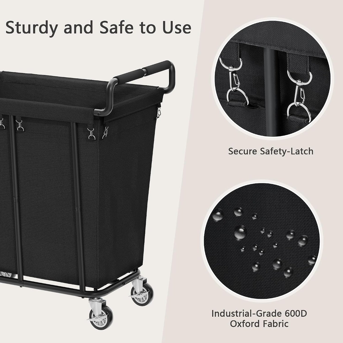 Gewudraw Large laundry hamper with Wheels, 3 Bag Big Rolling Laundry Hamper Sorter Cart, Extra Large Laundry Clothes Hamper, Heavy Duty Laundry Basket Organizer for Laundry Room,Bathroom,Black