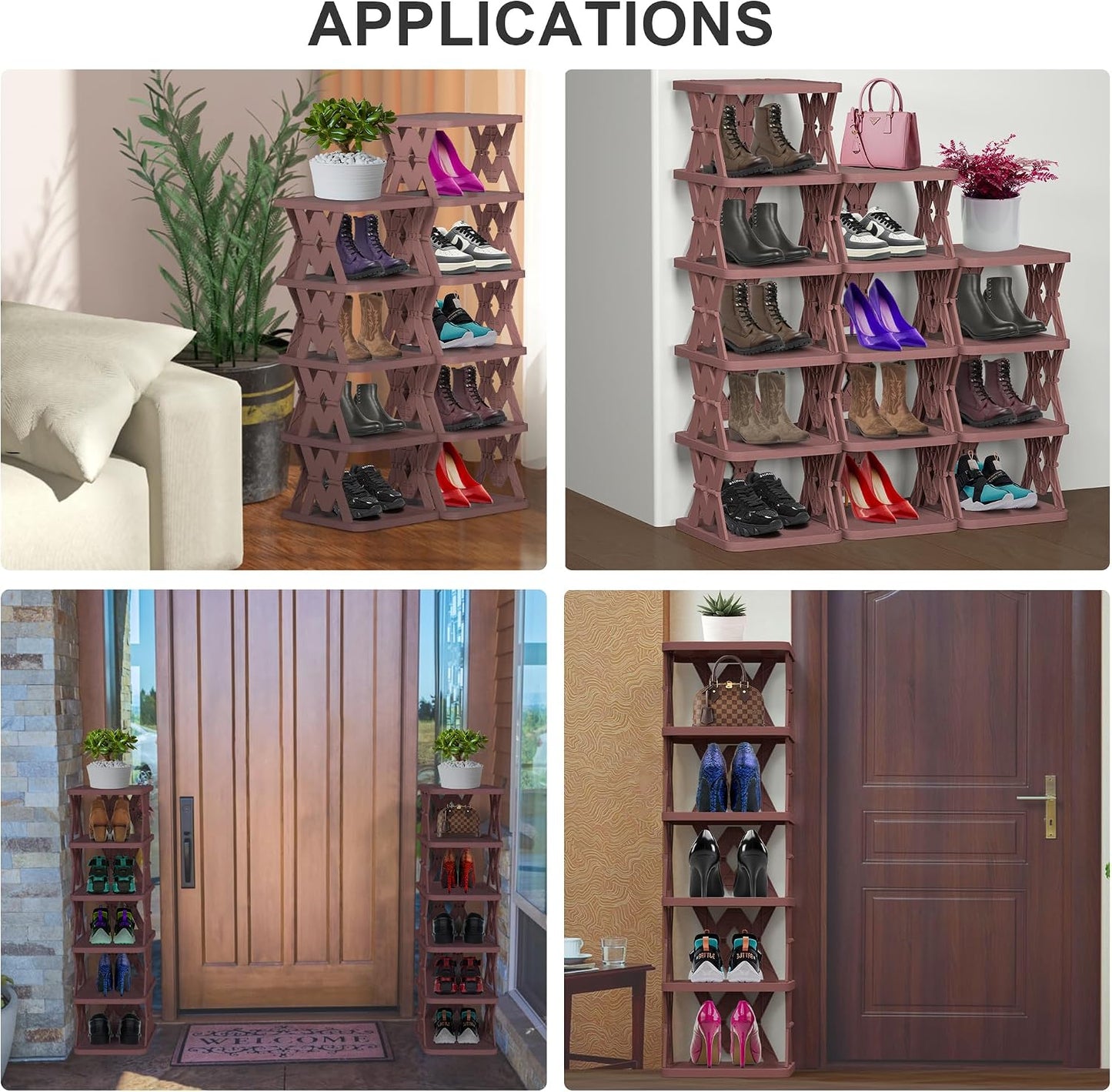 Shoe Rack, 6 Tier Shoe Organizer Without Assembly, Foldable Small Shoe Rack Space Saving, Collapsible Shoe Organizer for Entryway, Front Door Entrance, Kids, Bedroom, White