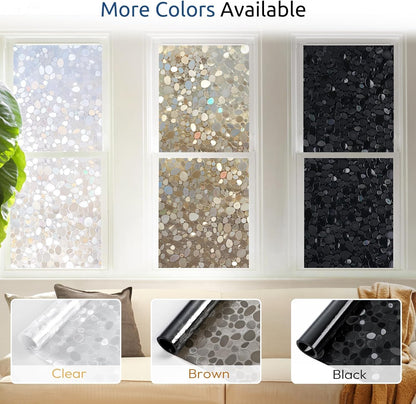 rabbitgoo Window Privacy Film, Frosted Glass Window Clings, Static Cling UV Heat Blocking Door Stickers for Home Bathroom, Removable Indoor Decal Coverings Day and Night, Pure, 17.5 x 78.7 Inches