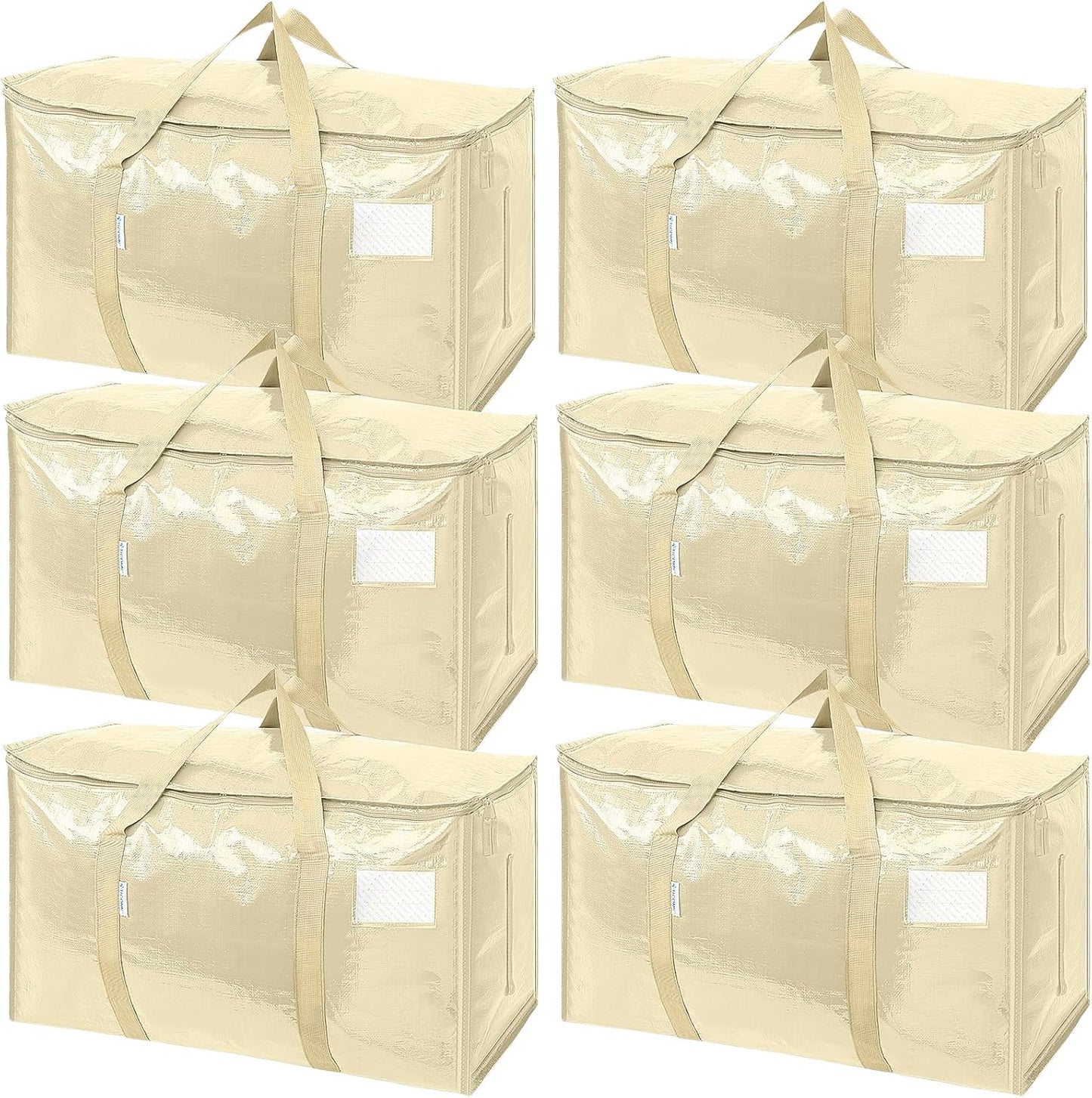 TICONN 4 Pack Extra Large Moving Bags Heavy Duty with Zippers & Carrying Handles, Durable Storage Bags Moving Boxes for Closet Organizers and Storage (4 Pack, Blue)