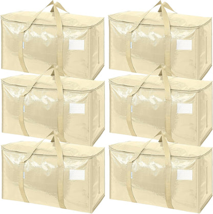 TICONN 4 Pack Extra Large Moving Bags Heavy Duty with Zippers & Carrying Handles, Durable Storage Bags Moving Boxes for Closet Organizers and Storage (4 Pack, Blue)