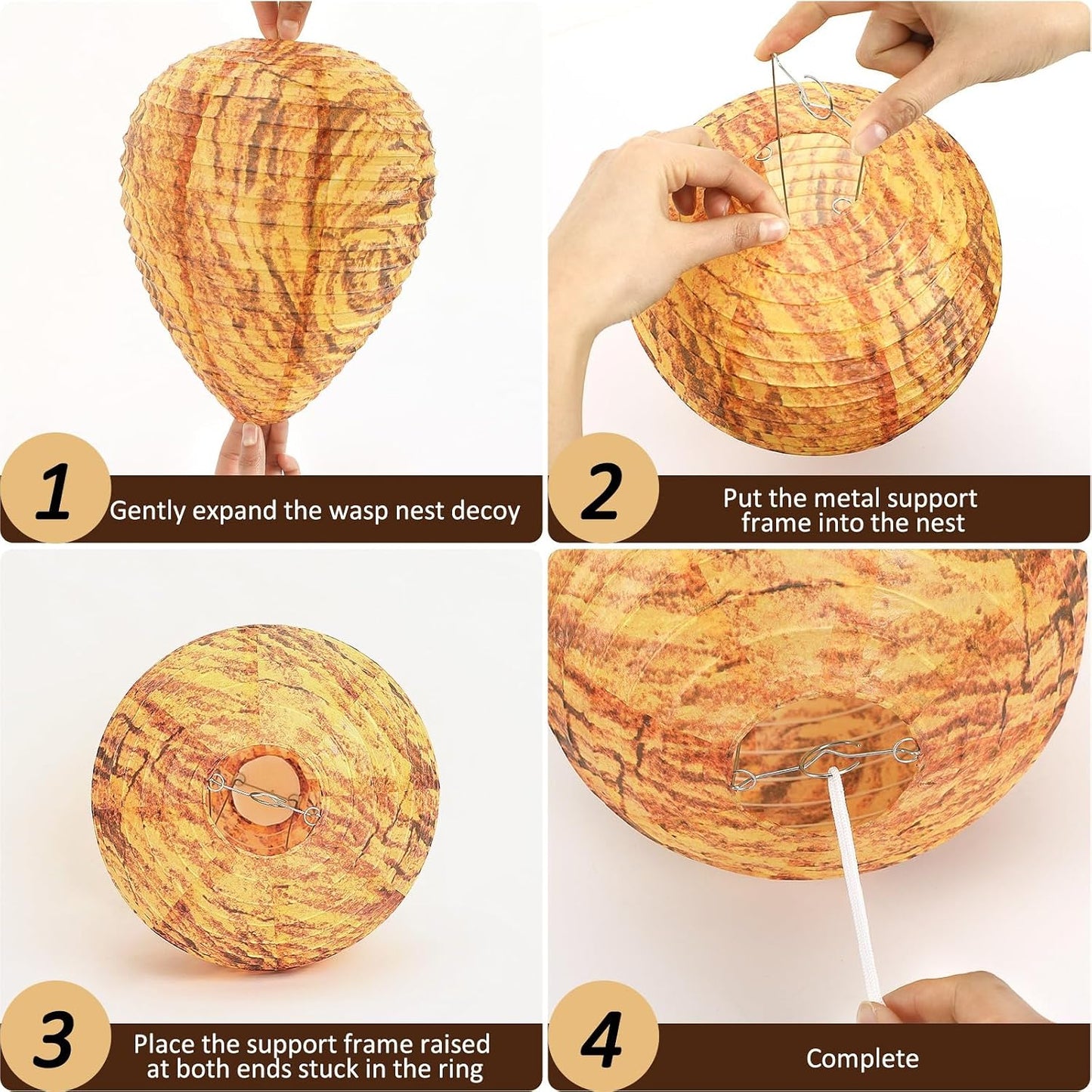 DECYOOL 2 Pack Fake Wasp Nest Decoy Outdoor Waterproof Material | Waterproof Material, Eaves/Garbage/Pool Areas, Territorial Hive Mimicry, Includes 2 Hanging Ropes for Easy Setup