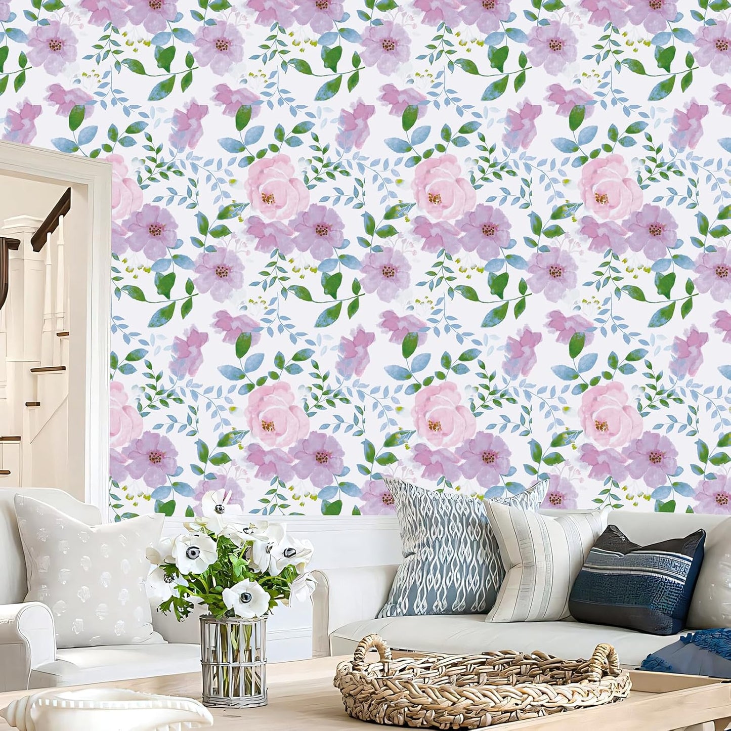 Removable Peel and Stick Wallpaper Boho 17.5 x 118 in Floral for Bedroom Bathroom Easy Peel Off Stick on Wallpaper Contact Paper Renter Friendly Wall Paper