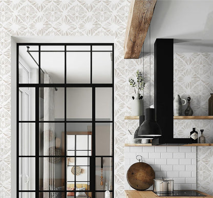 Boho Wallpaper Neutral Peel and Stick Wallpaper 78.7"x17.3" Geometric Wall Paper Beige and White Contact Paper Textured Removable Vinyl Waterproof for Bedroom Farmhouse Kitchen Bathroom