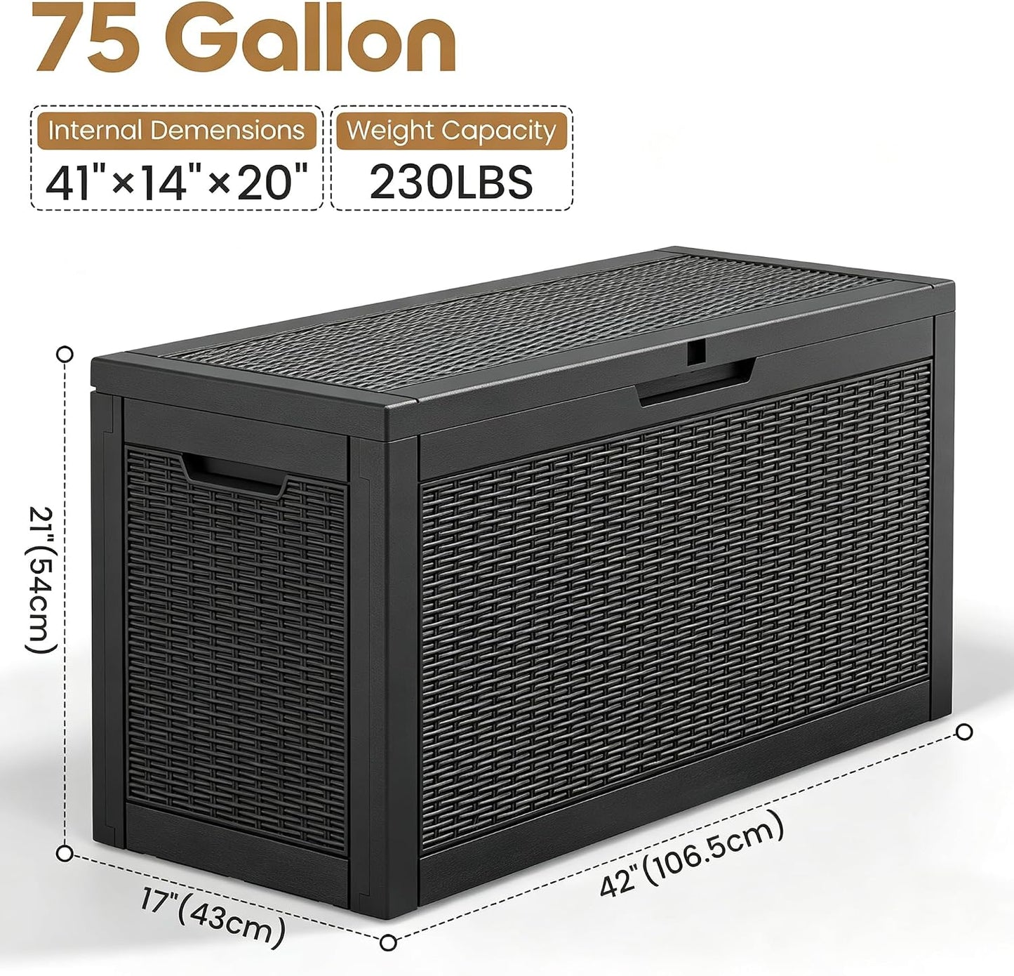 35 Gallon Outdoor Storage Box, Waterproof Resin Deck Box with Lockable Lid – Storage Cabinet for Patio Furniture, Pool Supplies, Garden Tools – Indoor & Outdoor Use