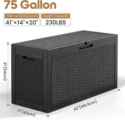 35 Gallon Outdoor Storage Box, Waterproof Resin Deck Box with Lockable Lid – Storage Cabinet for Patio Furniture, Pool Supplies, Garden Tools – Indoor & Outdoor Use