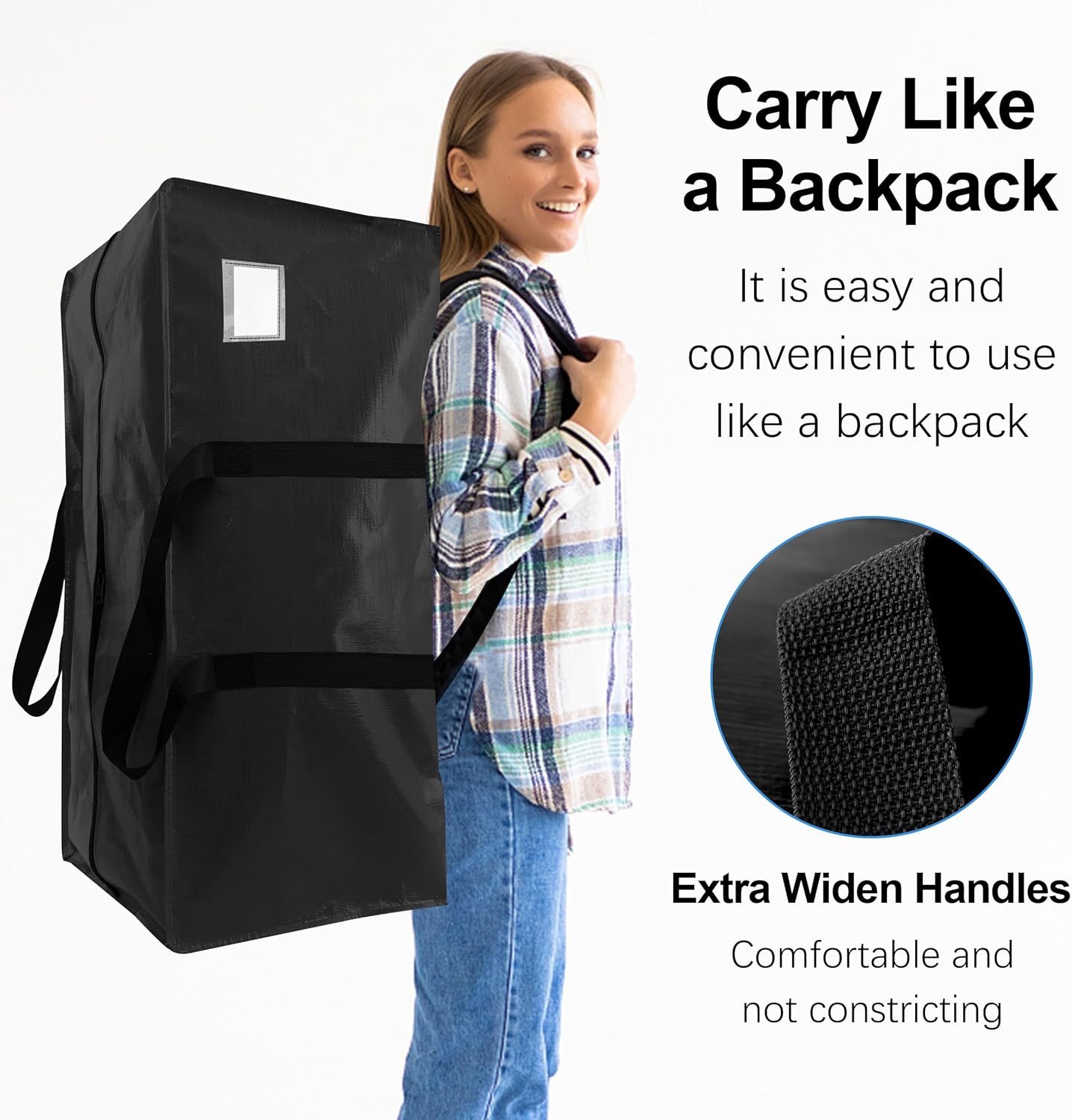 VELVETSURE Heavy Duty Extra Large Moving Bags W/Backpack Straps - Strong Handles & Zippers, Storage Totes For Space Saving, Fold Flat, Alternative to Box and Bin (Set of 6, Multicolor)