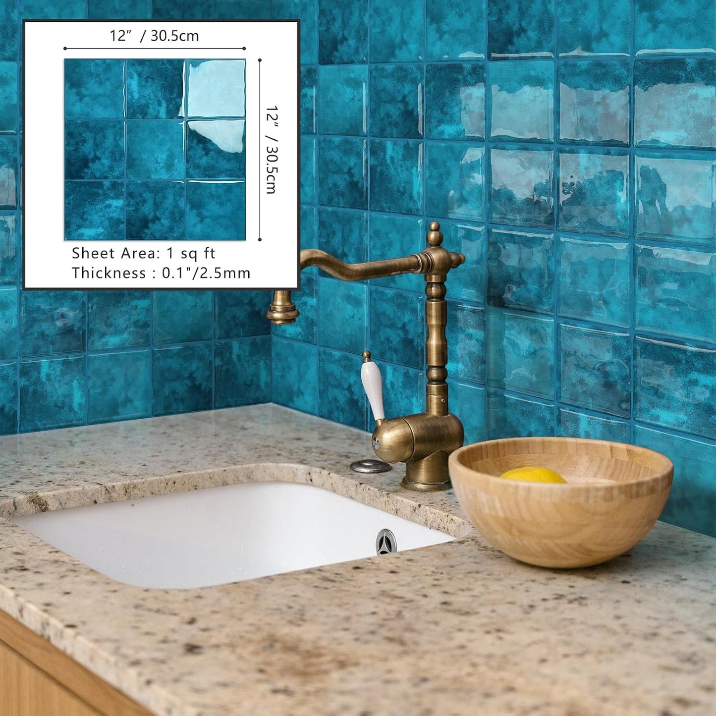 10 Sheet Thicker Peel and Stick Backsplash Tile, 12"x12" 3D Self Adhesive Square Mosaic Subway Checkered Vinyl Backsplash Stick on Wall Tiles for Bathroom, Kitchen, Living Room (10, Orange)