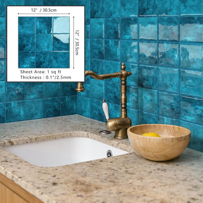 10 Sheet Thicker Peel and Stick Backsplash Tile, 12"x12" 3D Self Adhesive Square Mosaic Subway Checkered Vinyl Backsplash Stick on Wall Tiles for Bathroom, Kitchen, Living Room (10, Orange)