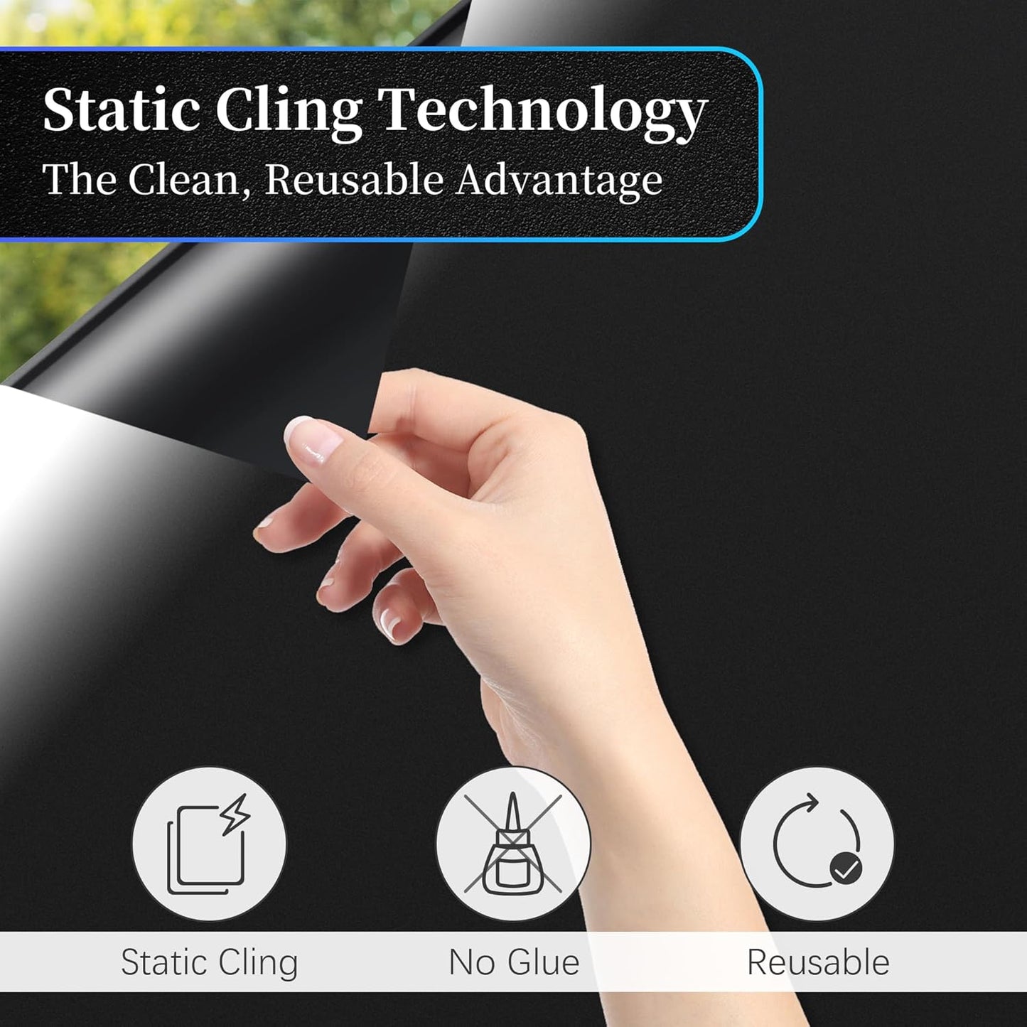Finnez Frosted Privacy Window Film - Static Cling No Adhesive, Reusable & Easy to Remove, Decorative Glass Film for Home Bathroom Office Door, Crystal Clear 17.5 x 78.7 inches