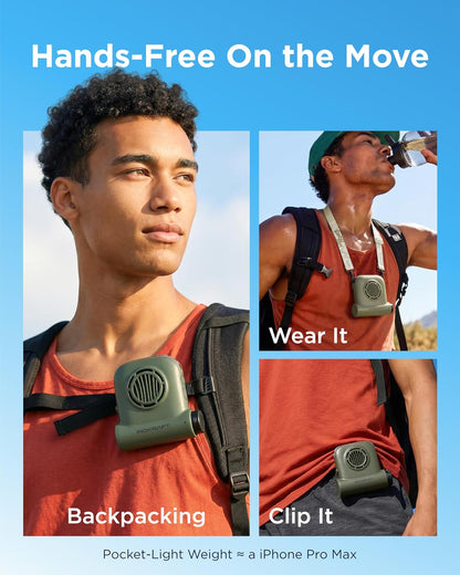 InoKraft Portable Fan Rechargeable for Hiking & Camping, Clip-On Waist Fan with Swappable 4Ah Rechargeable Battery, 49 ft/s Turbo Airflow, Up to 13H+ Runtime
