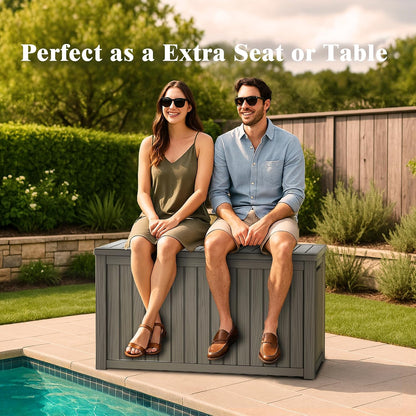 Outdoor Storage Box, 50 Gallon Waterproof Deck Storage Box, Lockable Patio Storage Bins for Package Delivery, Porch, Garden Tool, Cushions, Anti-Theft Weatherproof & UV-Resistant Parcel Drop Box