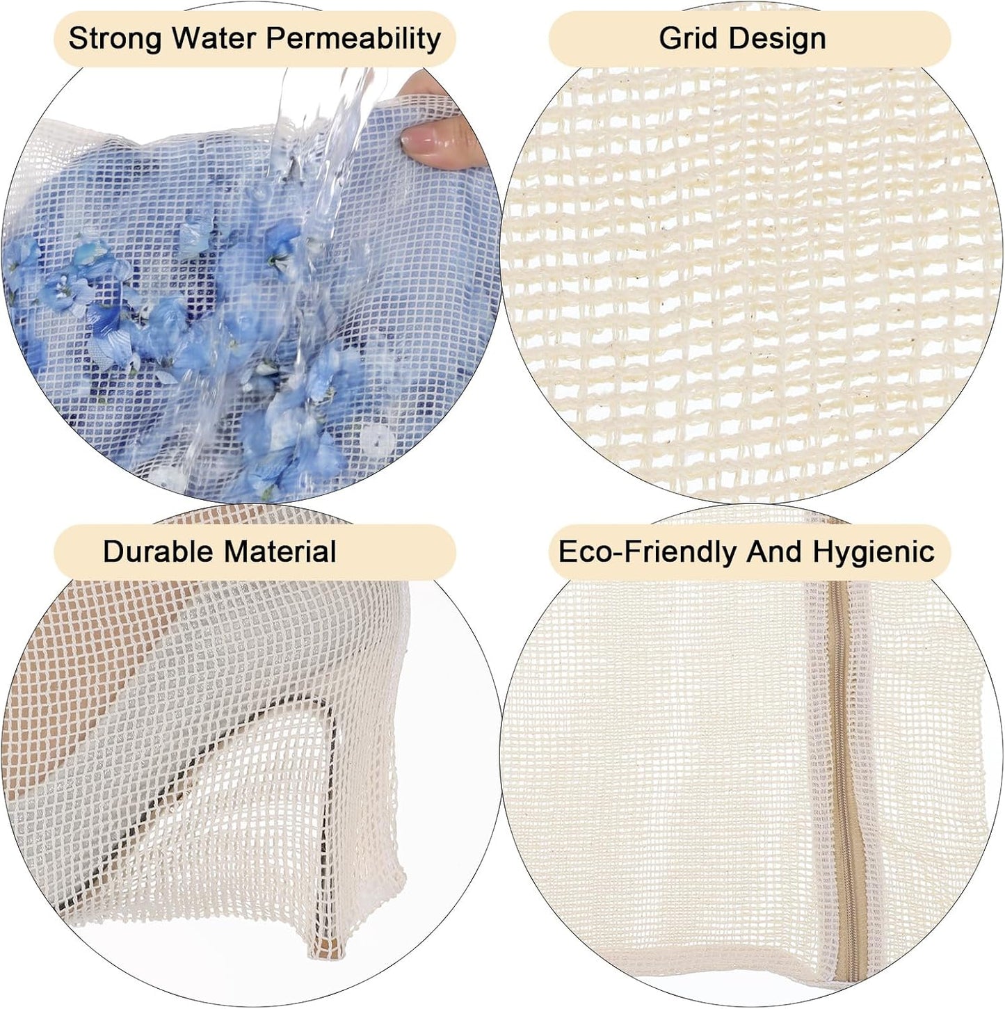 4PCS Mesh Laundry Bags for Delicates, Laundry Bags Mesh Wash Bag | 12x16 Inch Medium Cotton Bra Washing Protector Wash Bag with Sturdy Zipper for Bras, Lingerie, Socks, Clothes
