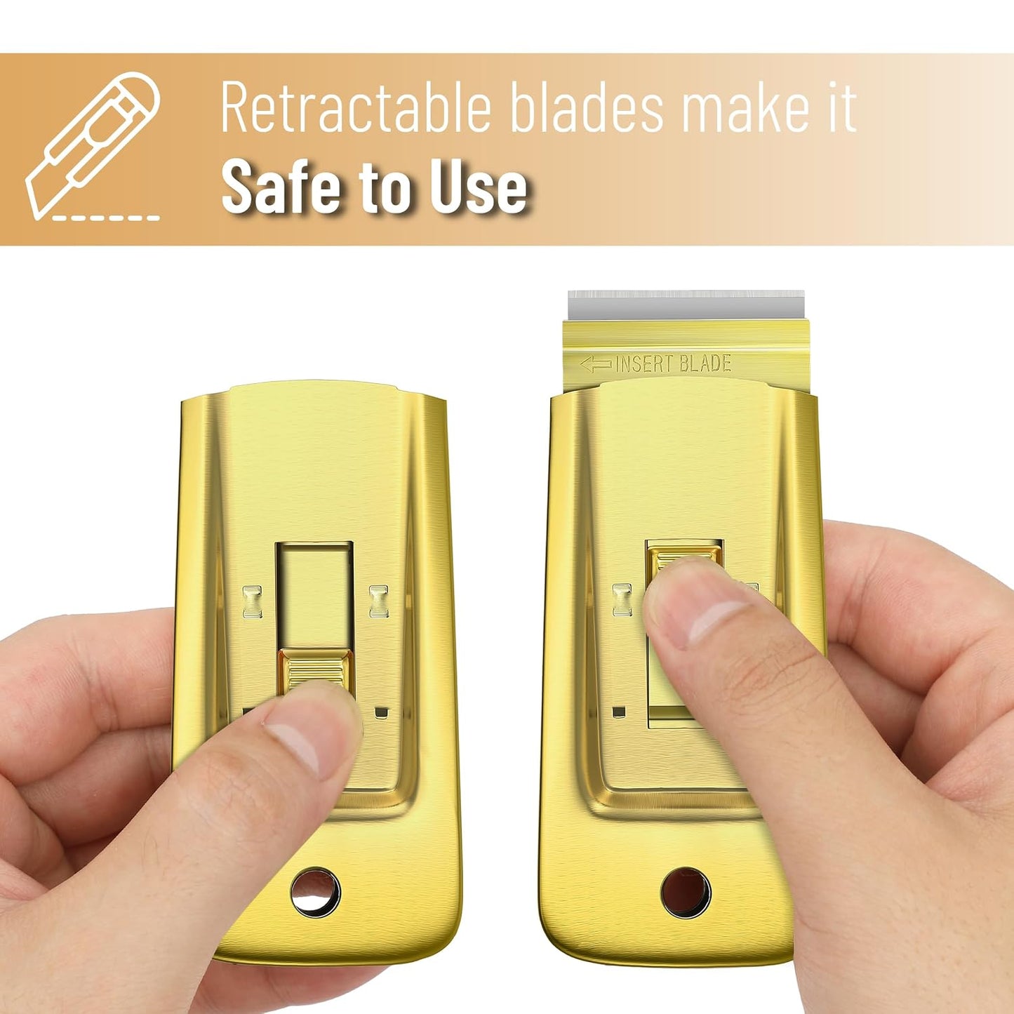 Bates- Metal Razor Blade Scraper, 2 Pack, 30 Extra Blades, Scraper for Cleaning, Glass Scraper, Razor Blade Scraper Tool, Razor Scraper Tool, Scraper Blades, Window Scraper with Razor Blade