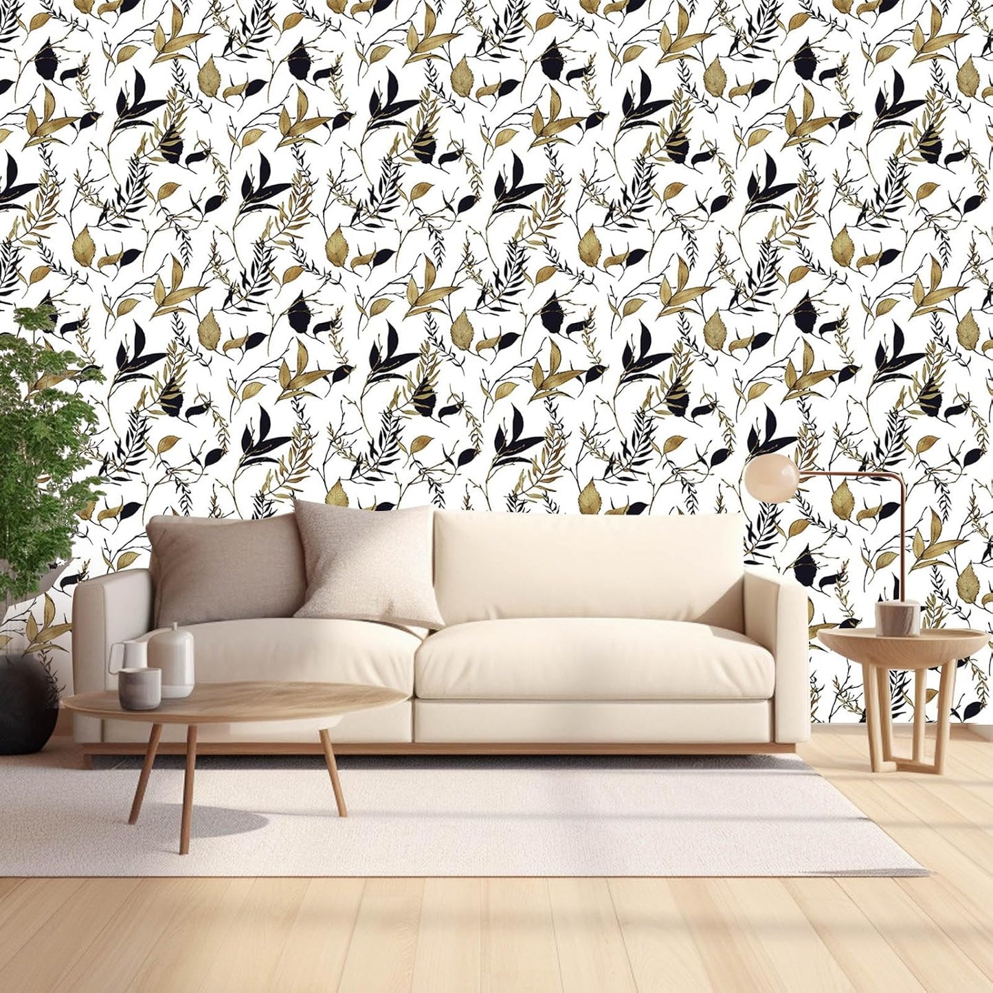 Sage Green and Blue Leaf Peel and Stick Wallpaper Modern Removable Self Adhesive Waterproof Renter Friendly Wall Covering for Bathroom and Accent Walls 17.7in x 88.5in
