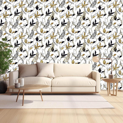 Sage Green and Blue Leaf Peel and Stick Wallpaper Modern Removable Self Adhesive Waterproof Renter Friendly Wall Covering for Bathroom and Accent Walls 17.7in x 88.5in