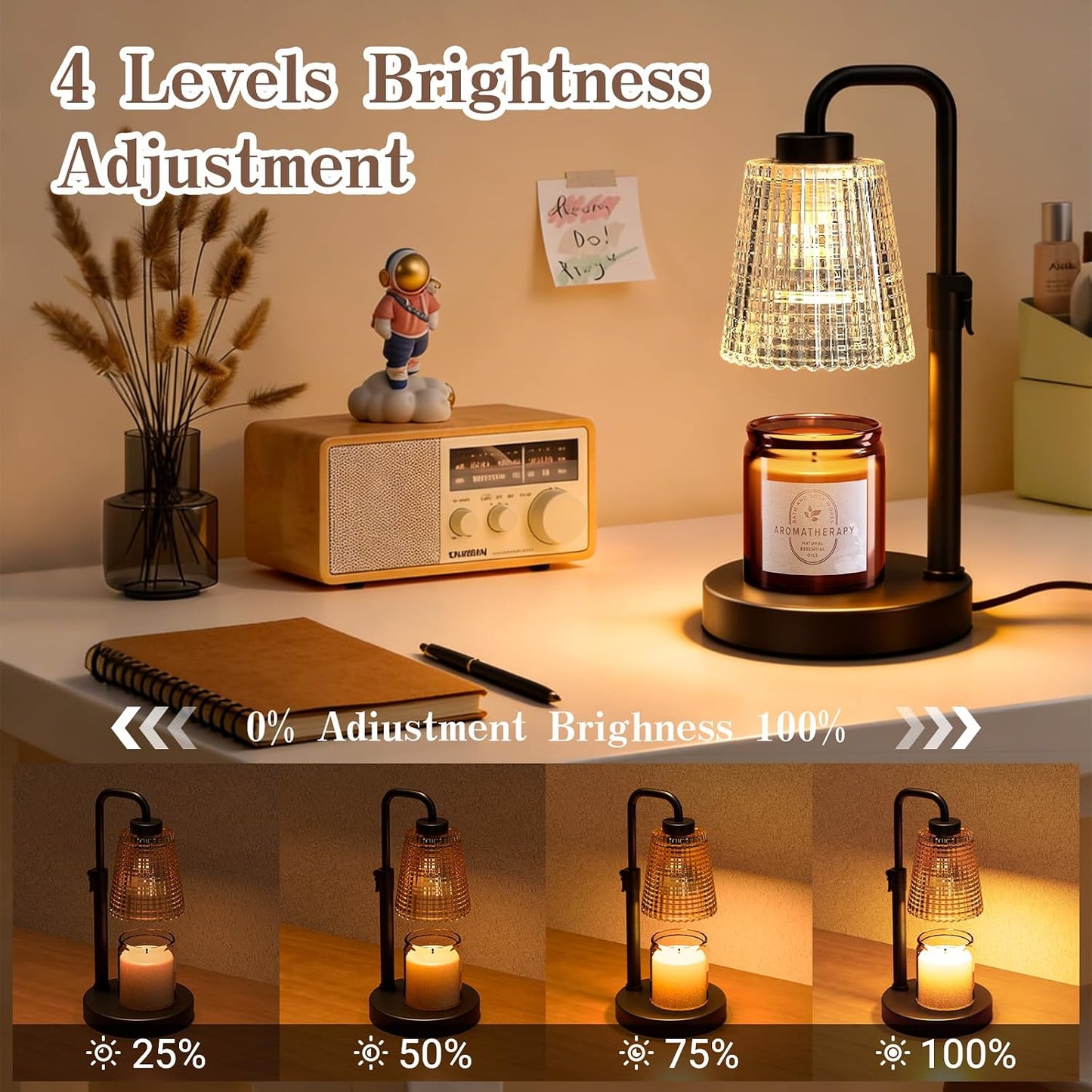 hyrion Candle Warmer Lamp with Timer Dimmable, Birthday Gifts for Women Mom, Adjustable Height Candle Warmer for Jar Candles, Flower Flameless Candle Lamps with 2 Bulbs, Housewarming, Home Decor