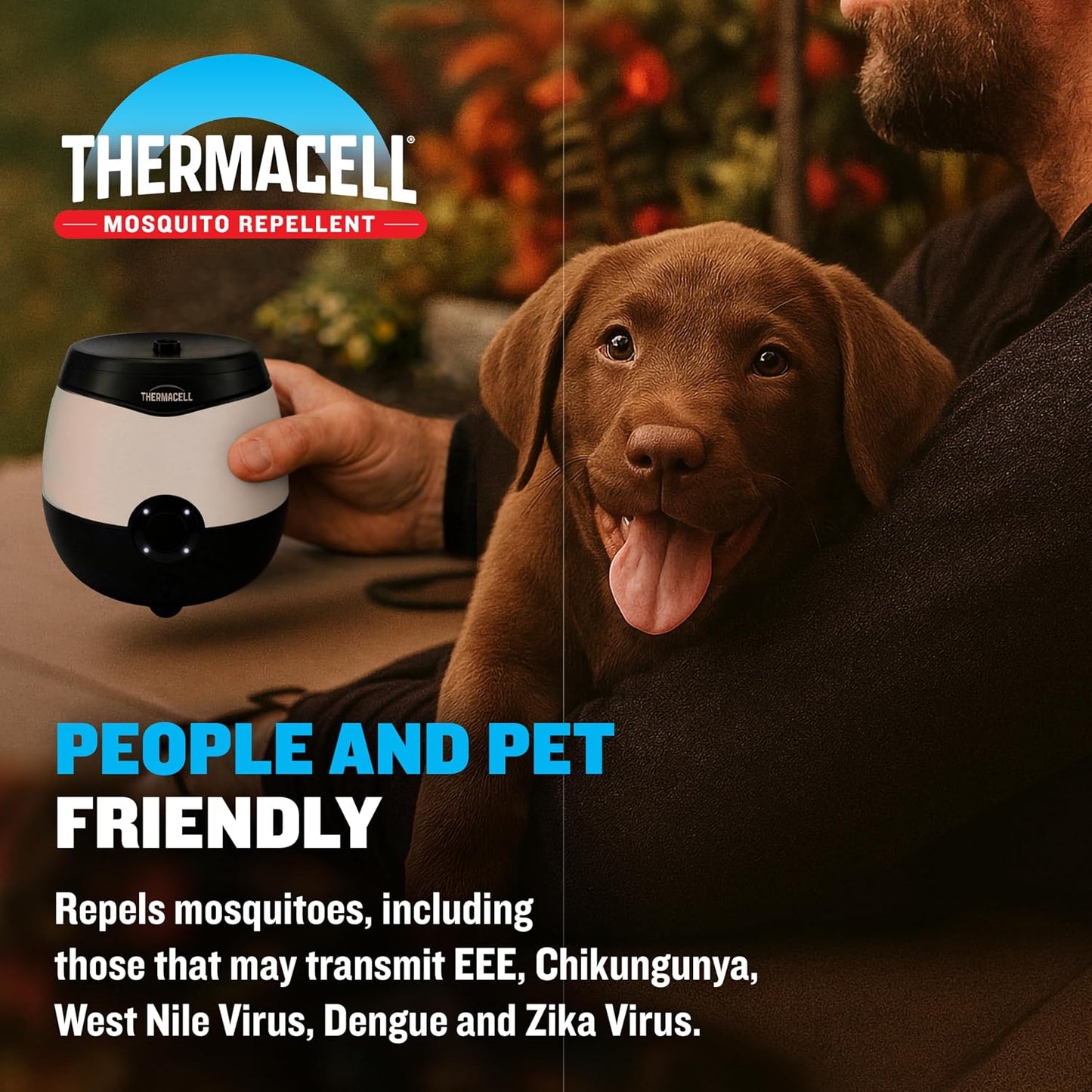 Thermacell E-ZoneGuard Patio Max Rechargeable Mosquito Repeller with 20-Foot Zone of Scientifically Proven Outdoor Protection; 12-Hr Battery; 36-Hr Refill; Bug Spray Alternative; Fast Charging Dock