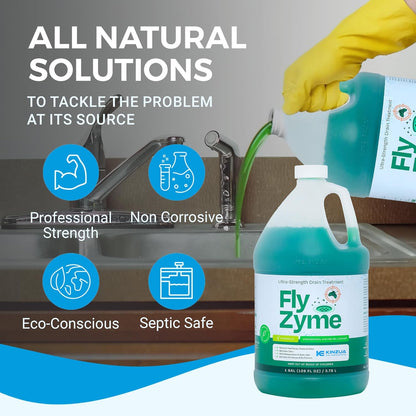 Fly-Zyme, Highly Concentrated Enzyme Drain Cleaner for Pipes, Drain Gel for Fruit Flies, Organic Waste Degrader & Odor Neutralizer, 32 fl oz, Pack of 2