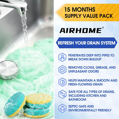 Garbage Disposal Cleaner & Deodorizer Tablets – 30 Count 15-Month Supply, Dual Enzyme Deep Cleaning Pods with Tea Tree, Mint & Lemon Oils, Eco-Friendly, Fits All Kitchen Drains
