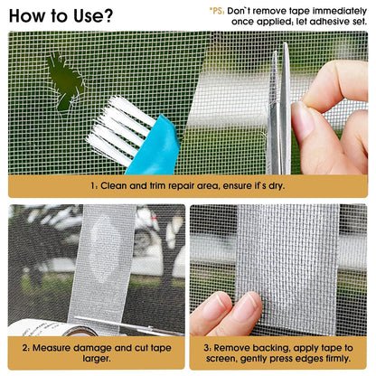 Screen Repair Tape - 2" x 15FT Window Screen Repair Tapes for Windows & Door Mesh Tears Holes, Strong Adhesive Screens Tapes Repair Mesh, Window Screens Repairs Kit(Grey)