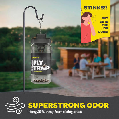 Outdoor Fly Trap [2 Pack] Fly Traps Outdoor with Dissolvable Non-Toxic Bait - Controls Flies for Patios, Hanging Fly Traps with Tie Included