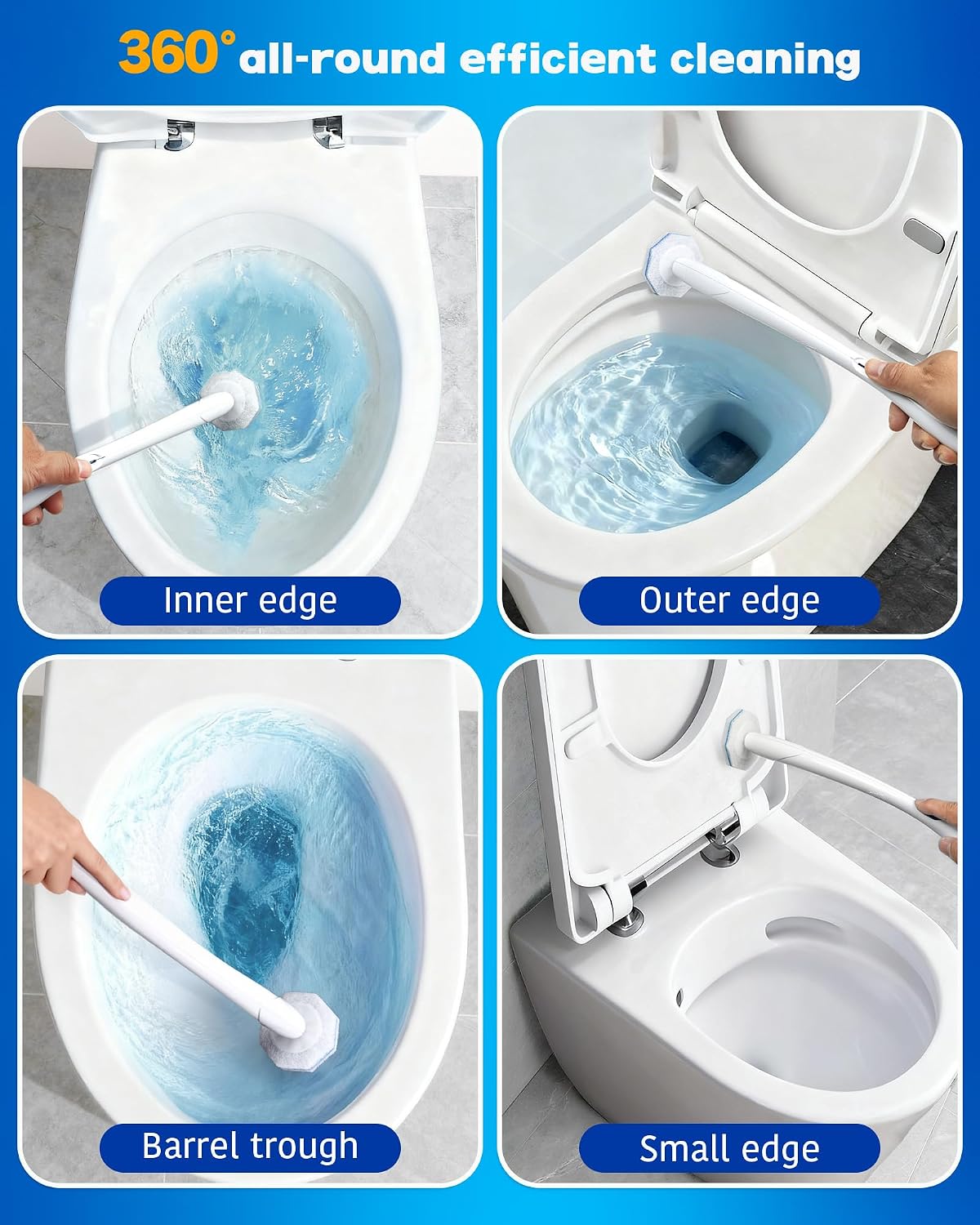 60 Pack Wand Refills Compatible with Clorox Toilet Brushes, Instant Foam Cleaning, Secure Lock No Slipping, Odor Neutralizing, Easy Snap-On Design