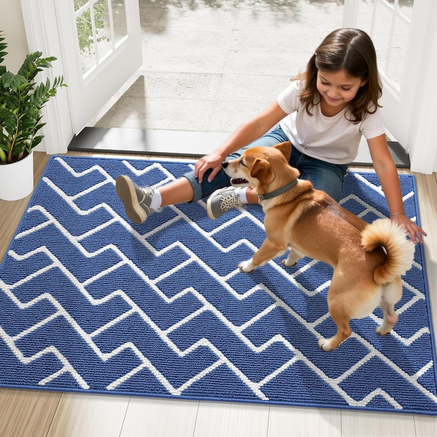 OLANLY Front Door Mat, Non-Slip Rubber Backing, Dirt Resistant and Absorbent, Washable, Easy to Clean Low-Profile Indoor Doormat for Back Door, Entryway, Inside Entrance, 32x20, Grey