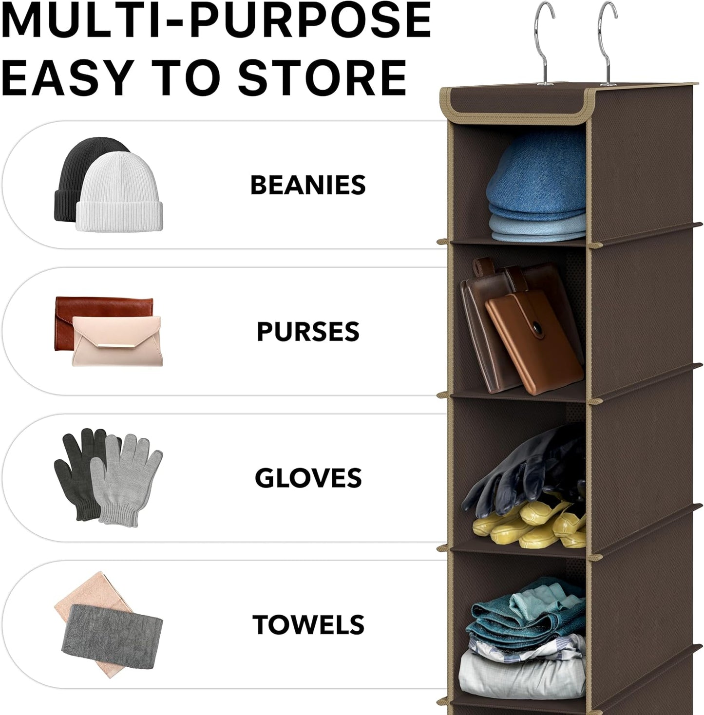 Simple Houseware 10 Shelves Hanging Shoes Organizer Holder for Closet, Grey
