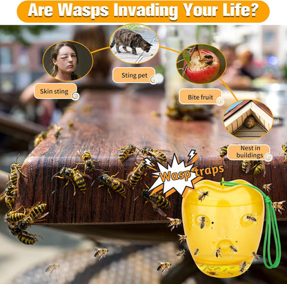 Wasp Trap, Yellow Jacket Trap Outdoor Hanging, Reusable Hornet and Wasp Catcher Traps for Outside, 2 Pack - Orange