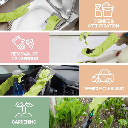 DABOGOSA Mamison 2 Pairs Reusable Waterproof Household Dishwashing Cleaning Rubber Gloves, Non-Slip Kitchen Glove (Pink, Medium (Pack of 2))