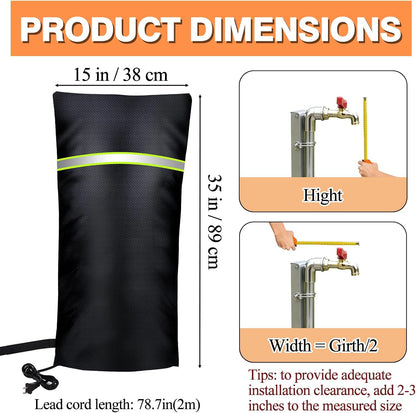 Outdoor Faucet Covers for Winter, 25" H X 13" W Heating Hose Bib Covers for Winter, Outside Waterproof Insulated Spigot Freeze Protection, 1/8" Thick Aluminum Foil Fabric and 420D Oxford Fabric