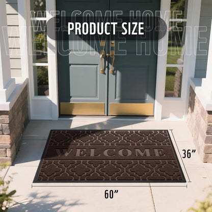 Yimobra Welcome Mat Outdoor Indoor, All-Weather Waterproof Front Door Mat Outside Entrance, Non-Slip Low Profile Porch Patio Doormat, 29.5x17, Black
