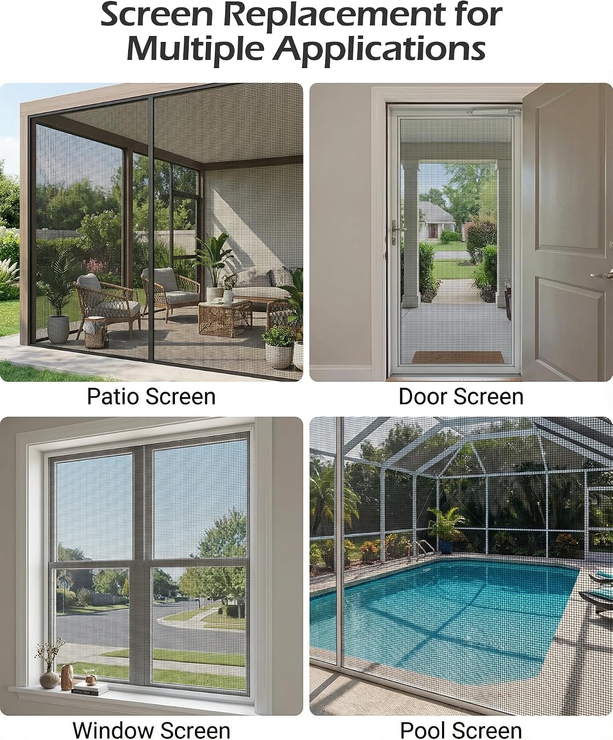 Replacement Window Screen Door Repair Kit - 48"x118" Durable Mesh Screen with Tools - DIY Window/Sliding Door/Porch Screens Replacement for Home, RV & Patio