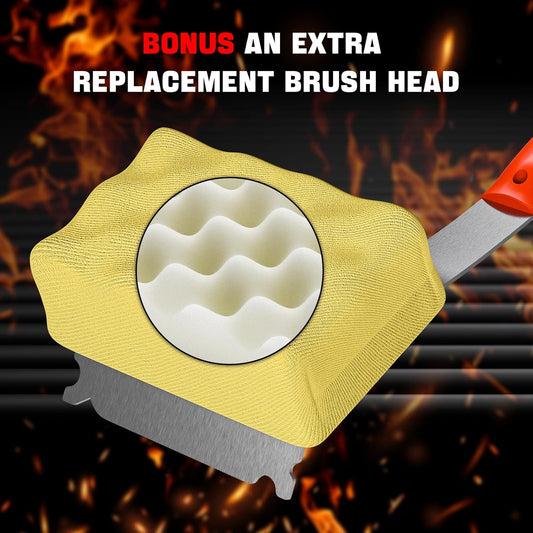 Safe Grill Brush Replaement Head, Steam Cleaning Grill Cleaner Brush Replaceable Head, Bristle Free Grill Brush for Outdoor, BBQ Detachable & Dishwash No Wire