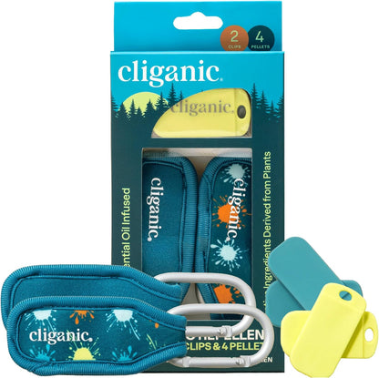 Cliganic Mosquito Repellent Pack (1 Clip + 2 Refill Pellets) - Natural DEET-Free, Essential Oil Infused
