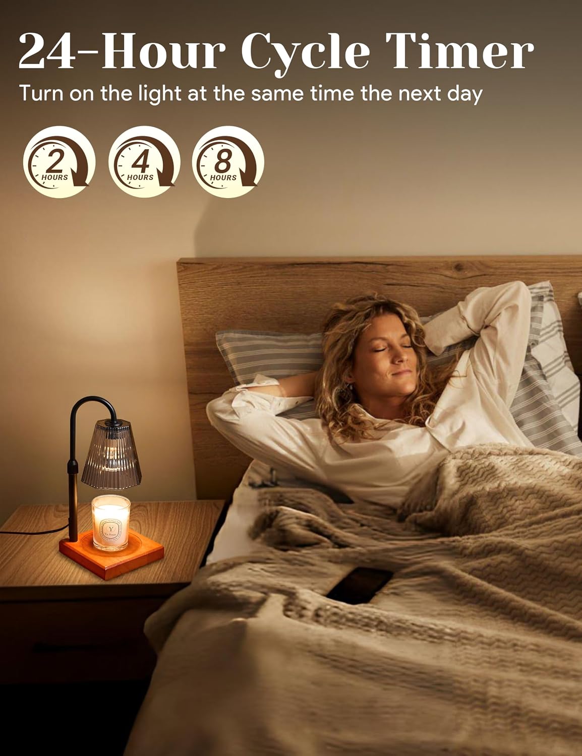 Candle Warmer Lamp with Timer, Dimmable Candle Warmer for Home Decor, Birthday Gifts for Women Mom, Adjustable Height Wax Melt Warmer with 2 Bulbs