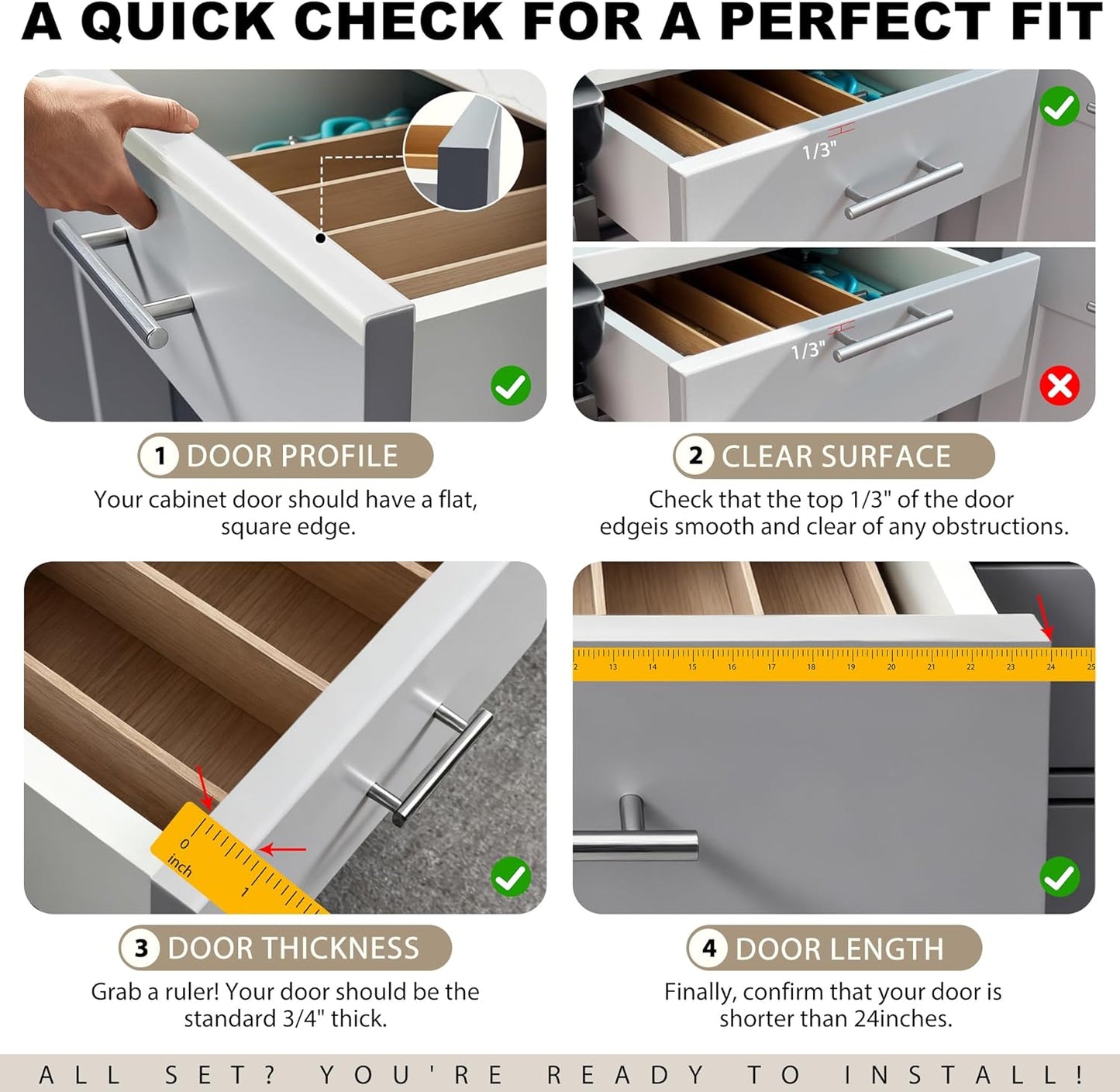 Cabinet Protectors for Kitchen Cabinets, Cabinet Door Protector Trash Drawer Protector Edge Guard, Plastic Slip on Protectors for Cabinets– 3/4" Thick, 18" Length